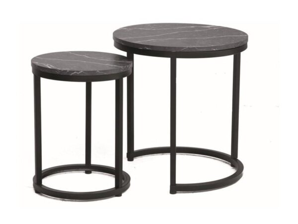 Set di Tavolini da caffè Hola effetto marmo nero/nero
