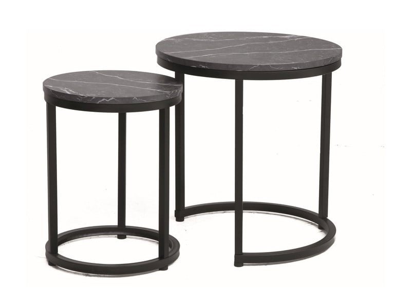 set-mese-de-cafea-hola-–-marmura-neagra-negru30044 Set di Tavolini da caffè Hola effetto marmo nero/nero - immagine 1