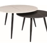 Set di Tavolini da caffè Kora B effetto marmo bianco+nero