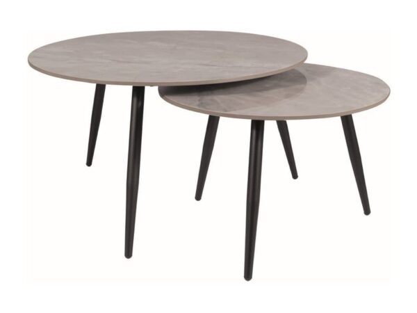 Set di Tavolini da caffè Kora C effetto marmo grigio/nero