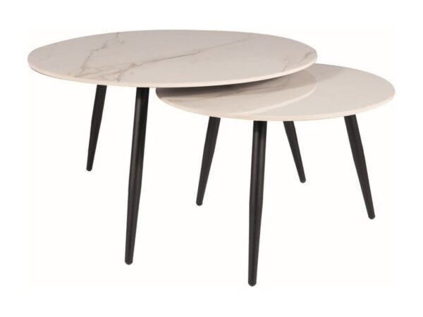 Set di Tavolini da caffè Kora D effetto marmo bianco/nero