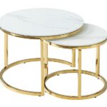 Set di Tavolini da caffè Muse II effetto marmo bianco/oro