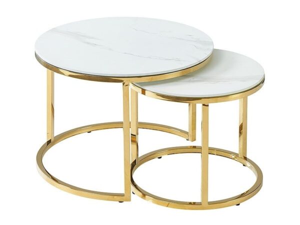 Set di Tavolini da caffè Muse II effetto marmo bianco/oro