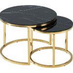 Set di Tavolini da caffè Muse II effetto marmo nero/oro