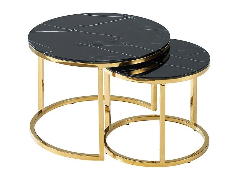 set-mese-de-cafea-muse-ii-–-marmura-neagra-gold22732 Set di Tavolini da caffè Muse II effetto marmo nero/oro - immagine 1