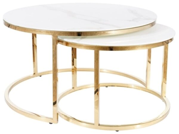 Set di Tavolini da caffè Muse in bianco/oro