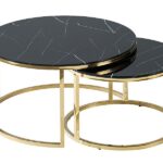 Set di Tavolini da caffè Muse effetto marmo nero/oro