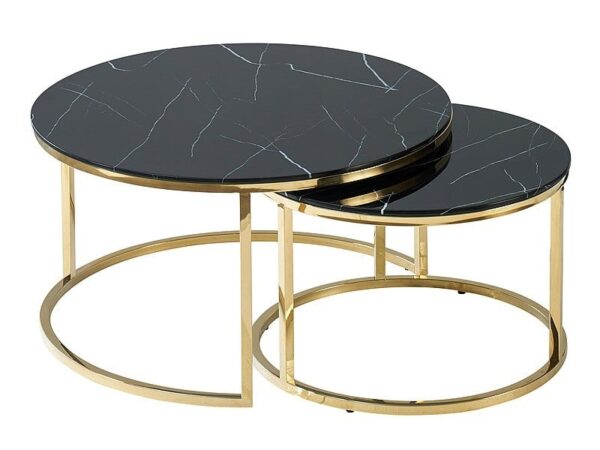 Set di Tavolini da caffè Muse effetto marmo nero/oro