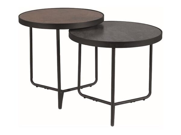 Set di Tavolini da caffè Penelope in marrone+grigio/nero