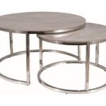 Set di Tavolini da caffè Portafino B effetto marmo grigio/argento - ø60/ø45 cm
