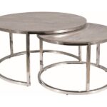 Set di Tavolini da caffè Portafino B effetto marmo grigio/cromo - ø80/ø60 cm