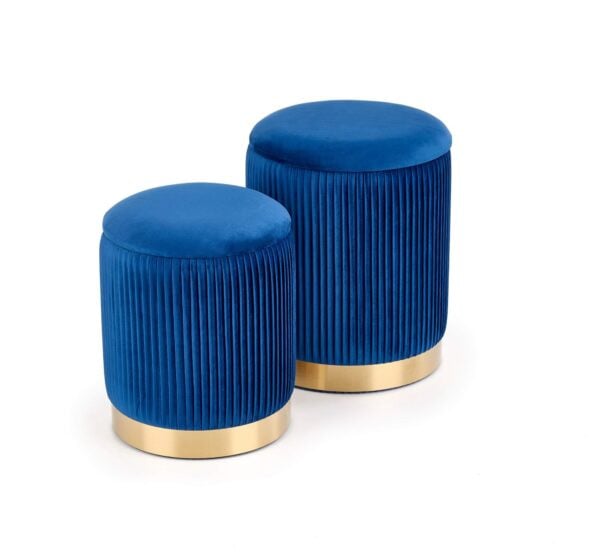 set-tabureti-tapitati-monty-albastru-gold15573 Set di Pouf imbottiti Monty in blu /oro - immagine 1