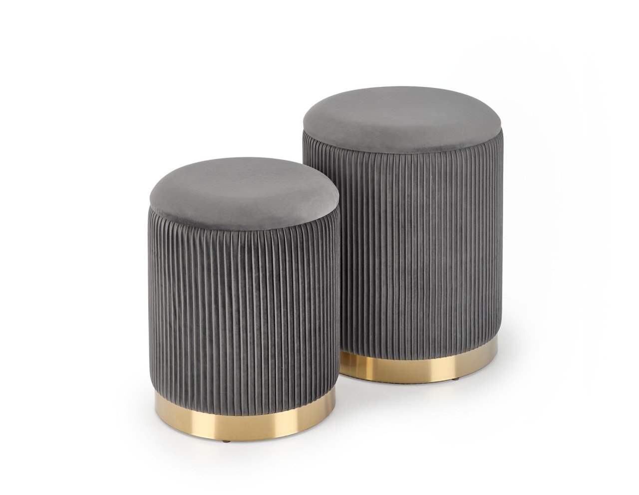 set-tabureti-tapitati-monty-gri-auriu167554 Set di Pouf imbottiti Monty in grigio/oro - immagine 1