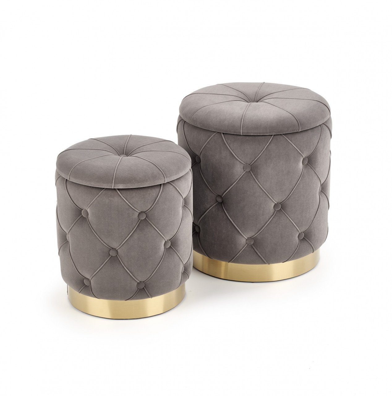 set-tabureti-tapitati-polly-gri-gold15586 Set di Pouf imbottiti Polly Grigio / Oro - immagine 1