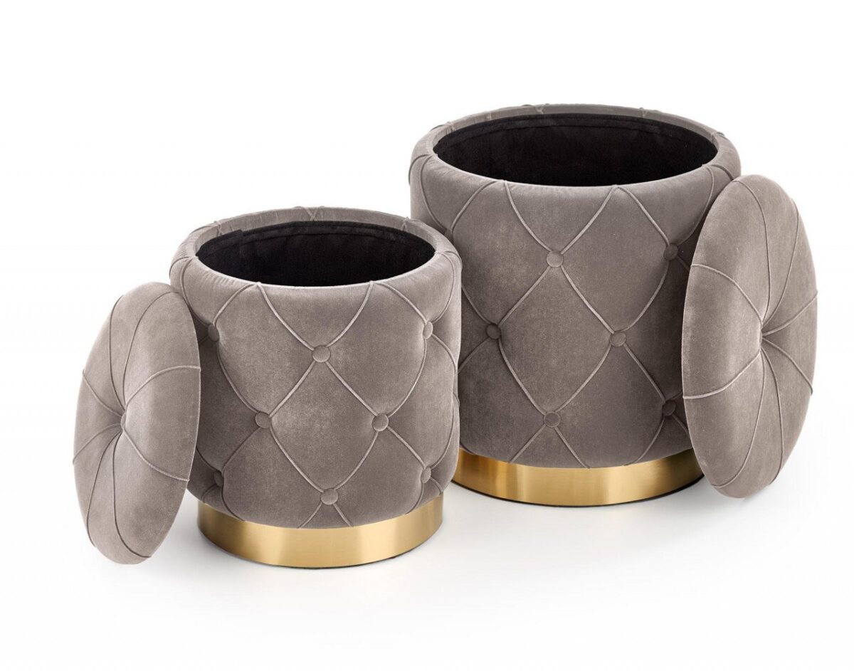 Set di Pouf imbottiti Polly Grigio / Oro - immagine 5