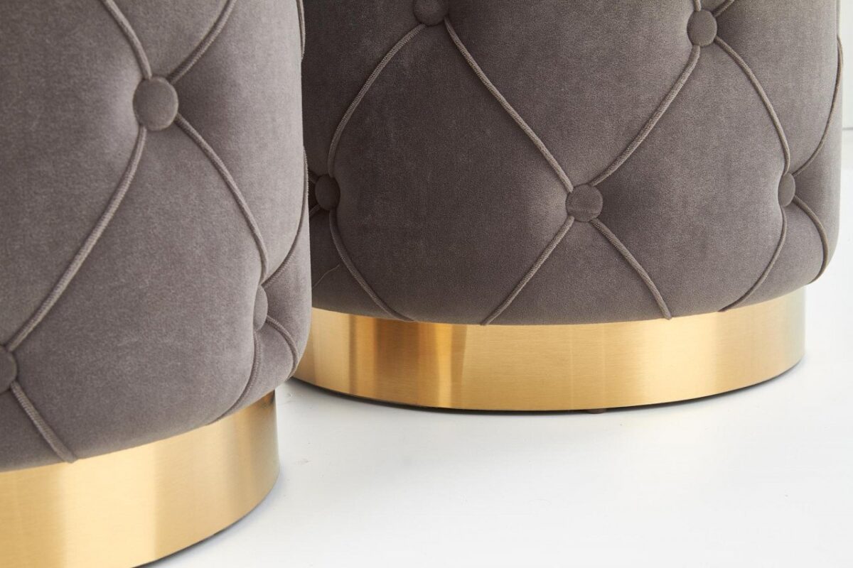 Set di Pouf imbottiti Polly Grigio / Oro - immagine 7