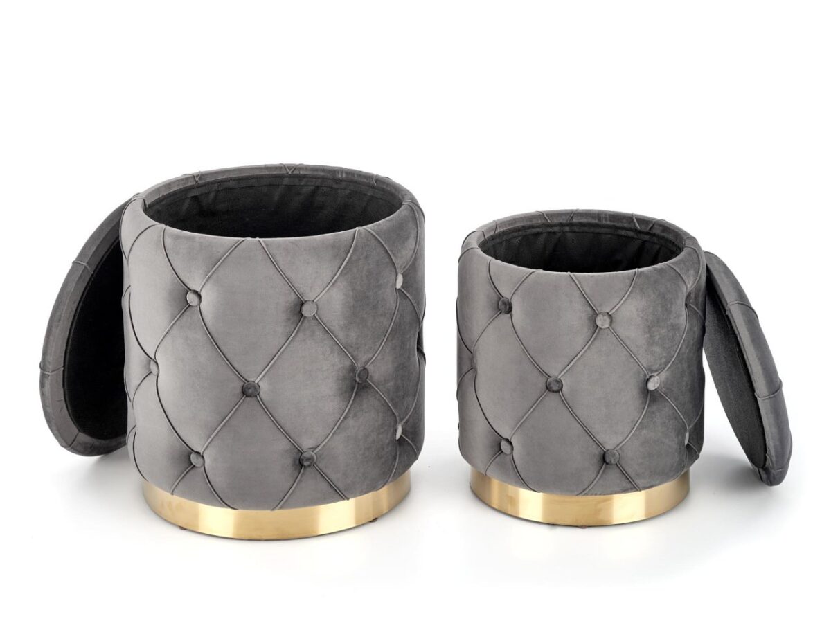 Set di Pouf imbottiti Polly Grigio / Oro - immagine 11
