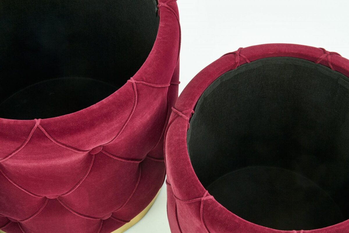 Set di Pouf imbottiti Polly Rosso scuro / Oro - immagine 6