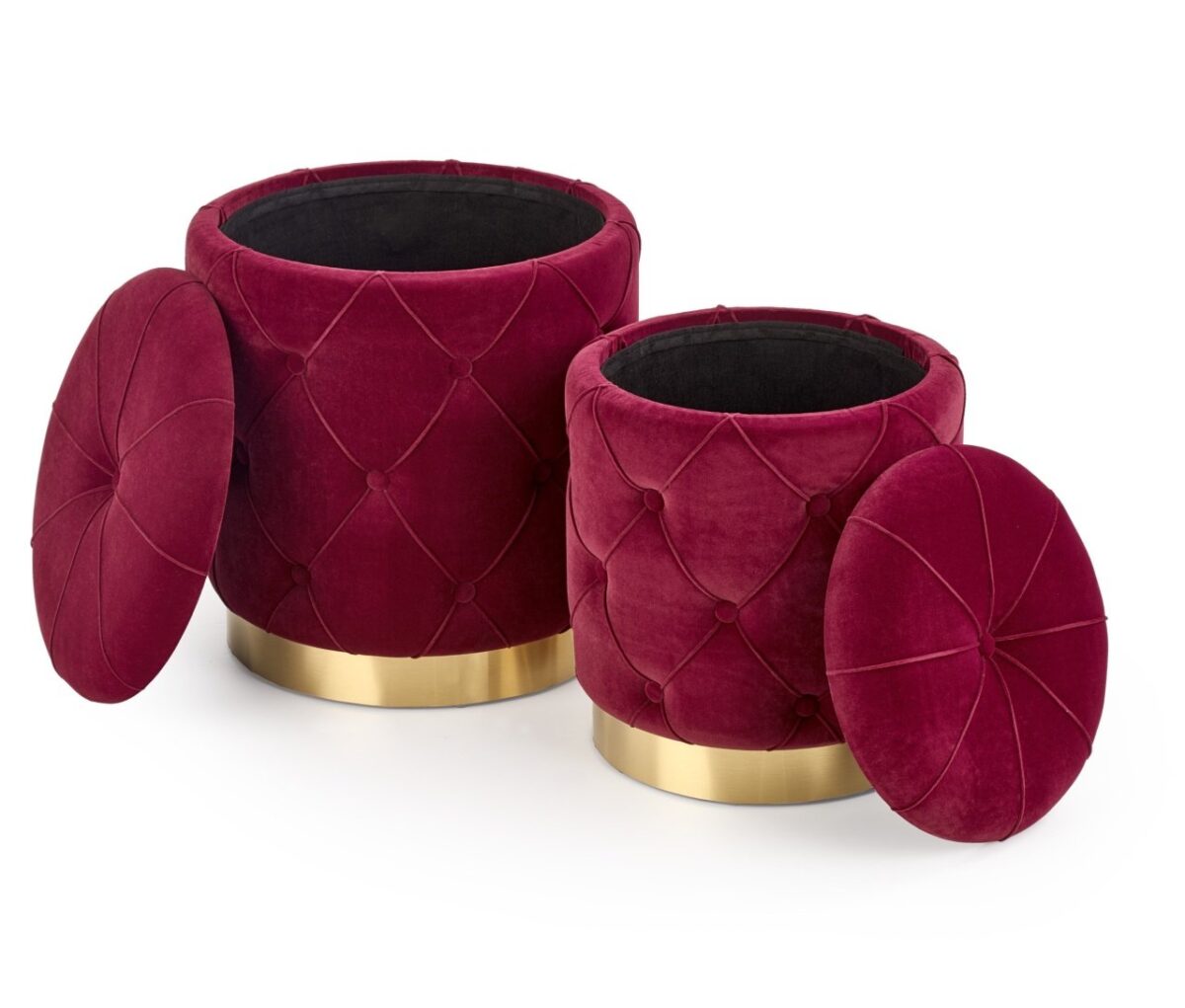 Set di Pouf imbottiti Polly Rosso scuro / Oro - immagine 8
