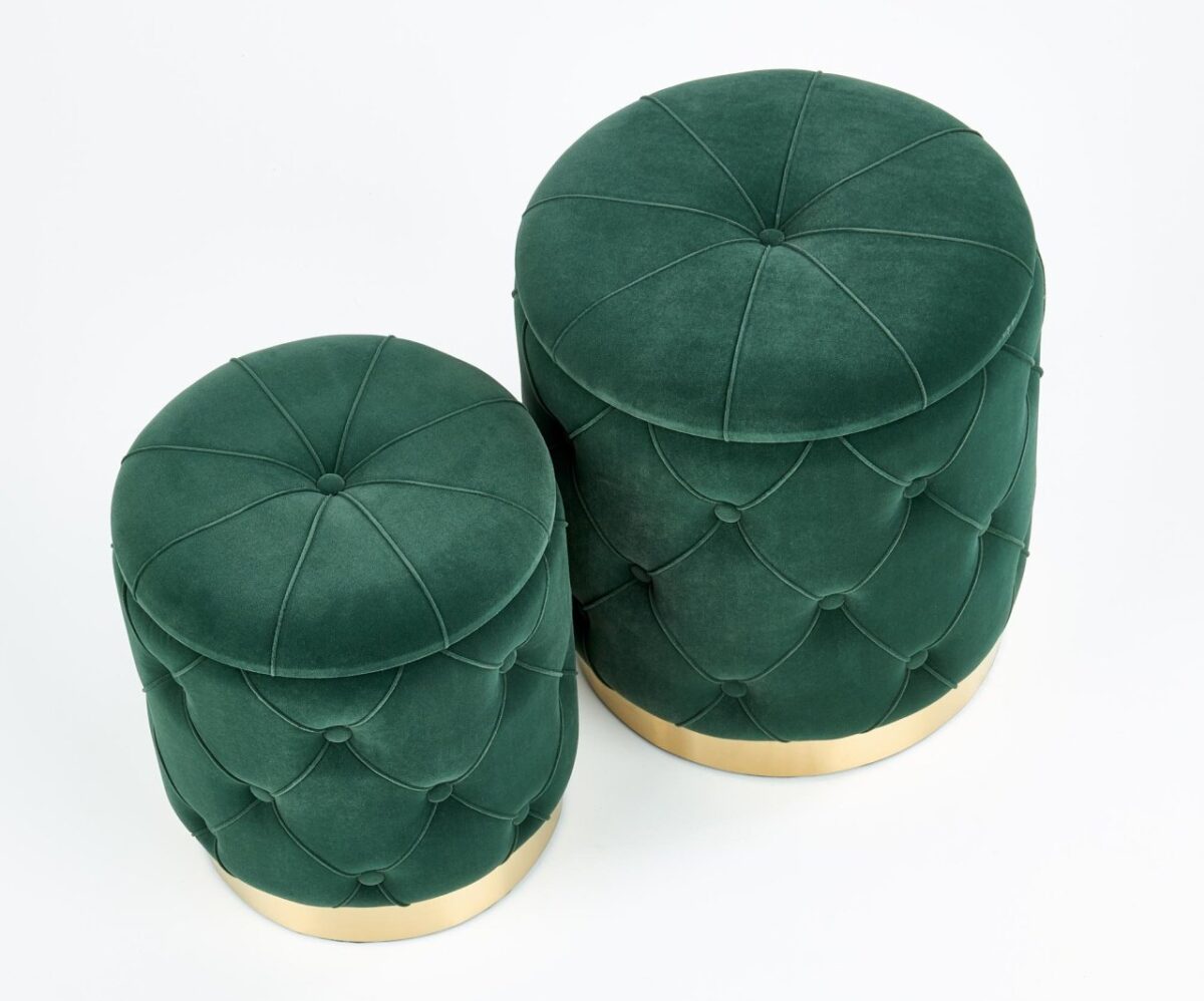 Set di Pouf imbottiti Polly Verde / Oro - immagine 14