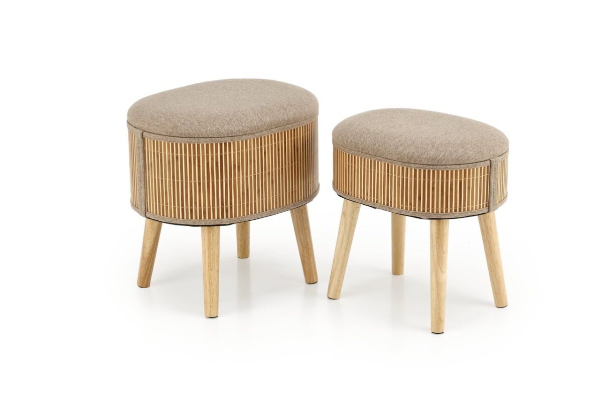 Set di Pouf imbottiti Tico beige/naturale - immagine 3