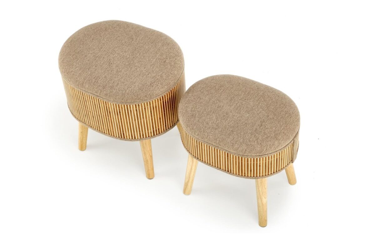 Set di Pouf imbottiti Tico beige/naturale - immagine 10