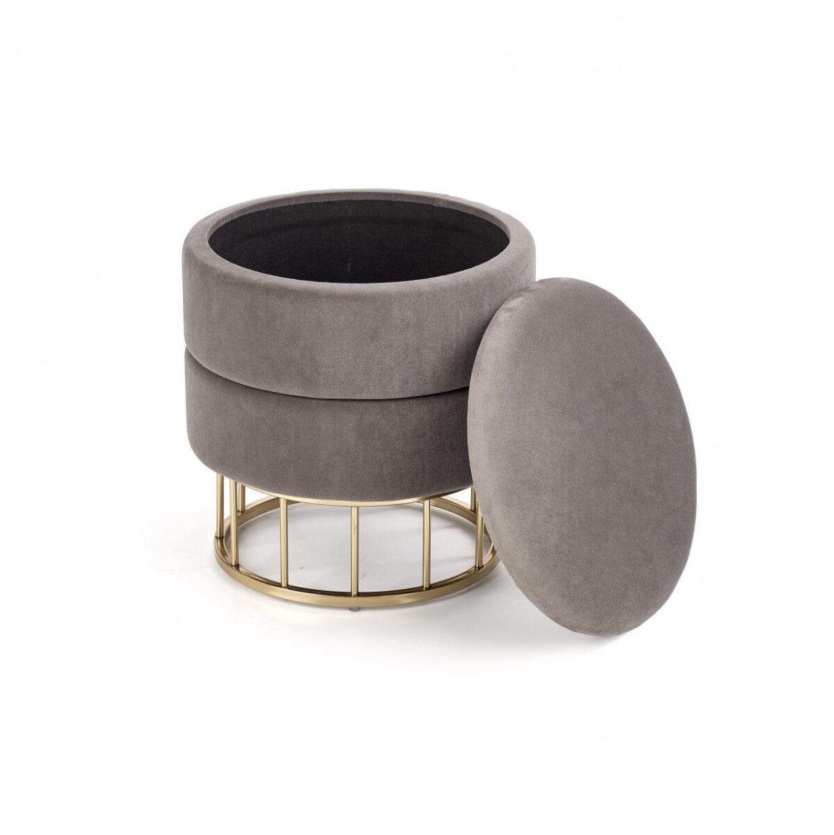 Sgabello imbottito in velluto Minty Grigio / Oro - immagine 5