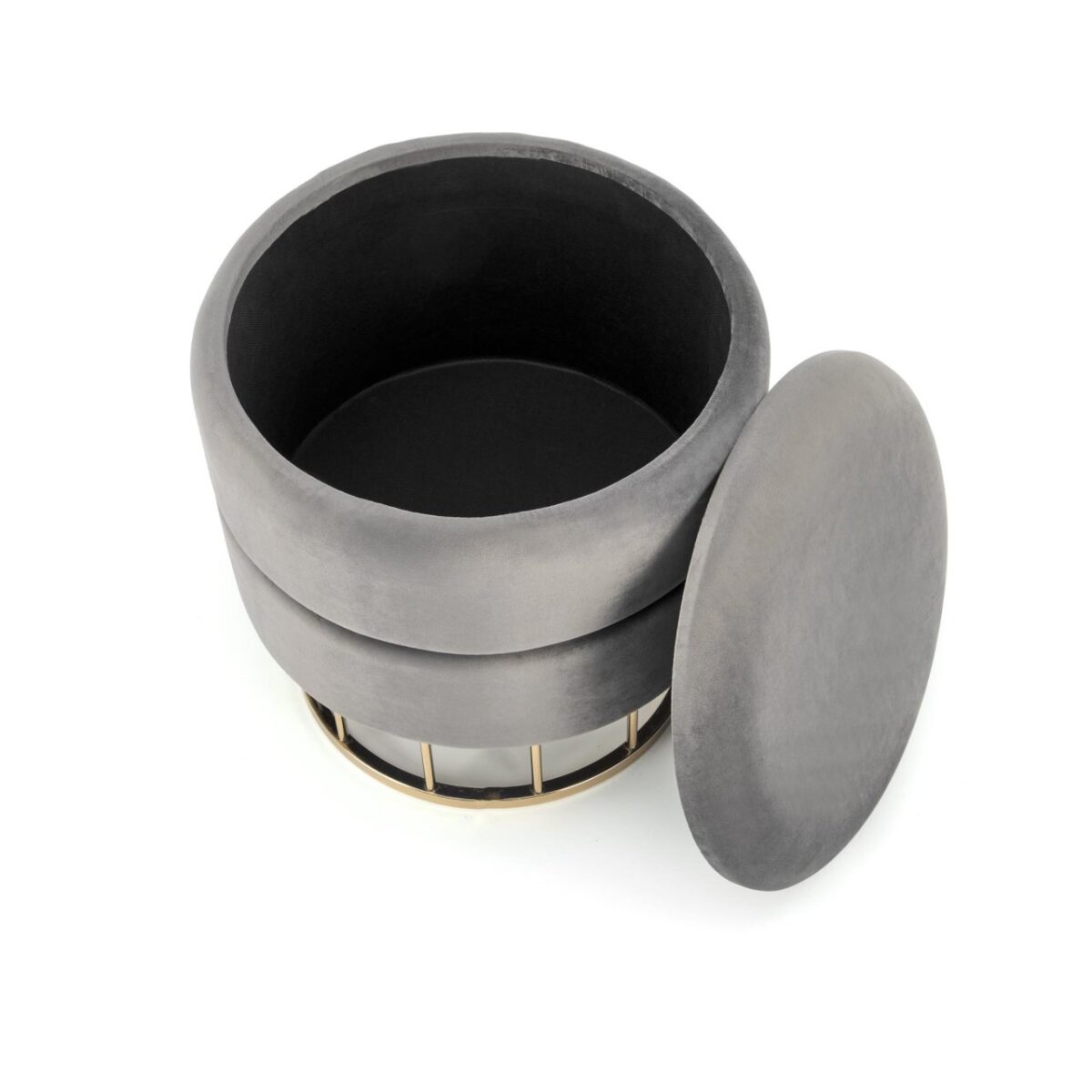 Sgabello imbottito in velluto Minty Grigio / Oro - immagine 15