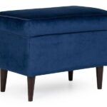 Pouf imbottito Ron in velluto blu navy - Blu86