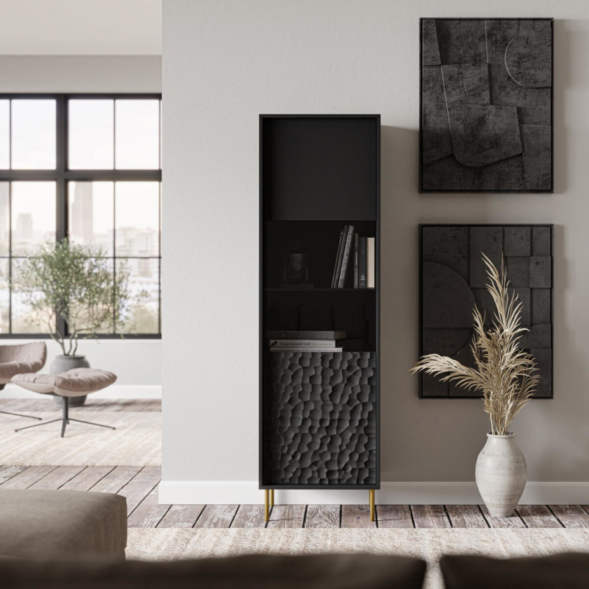 Vetrina Bullet W-1 in nero/oro - H185 cm - immagine 3