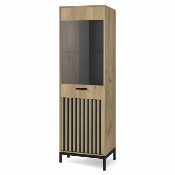 Vetrina Lamino W-1 in rovere artigianale/nero