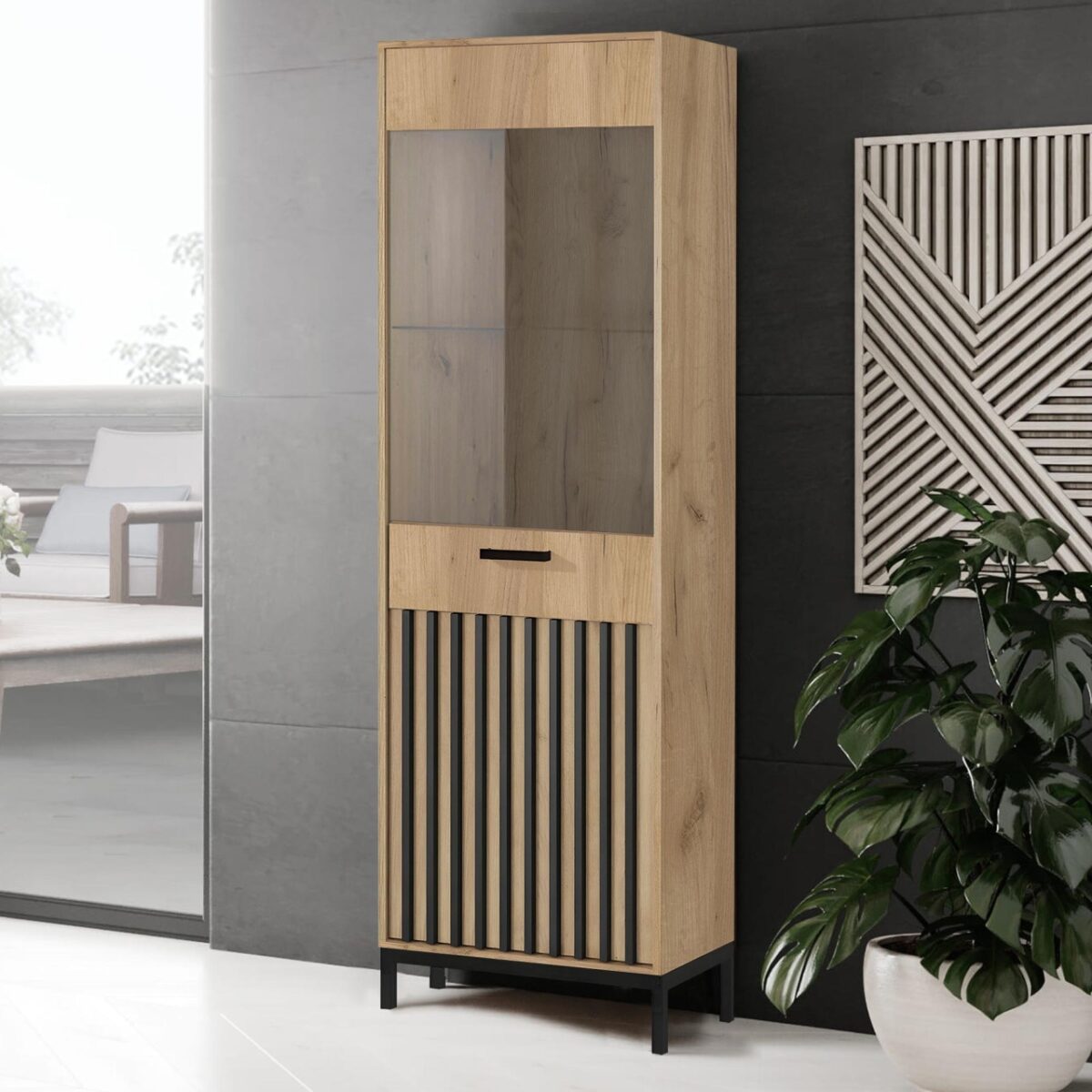 Vetrina Lamino W-1 in rovere artigianale/nero - immagine 2