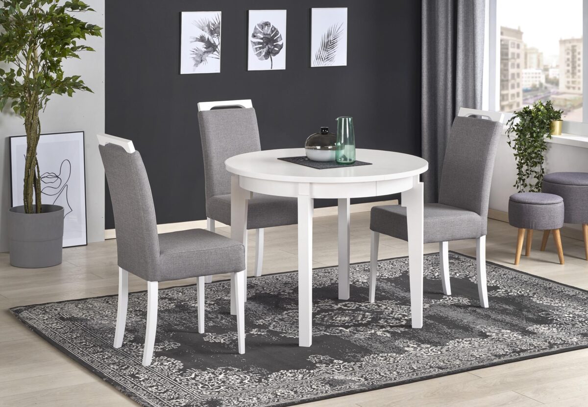 Tavolo rotondo allungabile Sorbus in bianco – L 100-200 x P 100 x H 77 cm - immagine 2