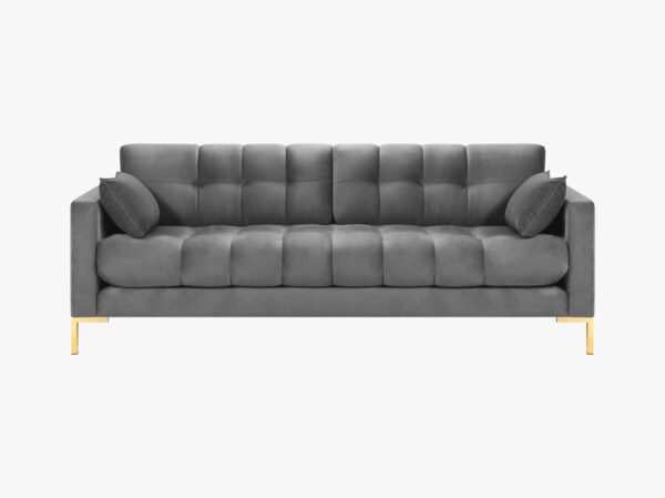 Divano 3 posti Mamaia in velluto Bluvel gambe oro - L177 cm