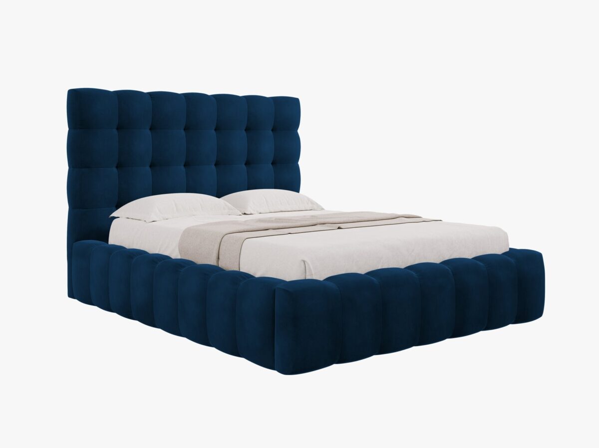 Letto matrimoniale Mamaia in velluto Bluvel con contenitore e testiera - 140x200 cm - immagine 11