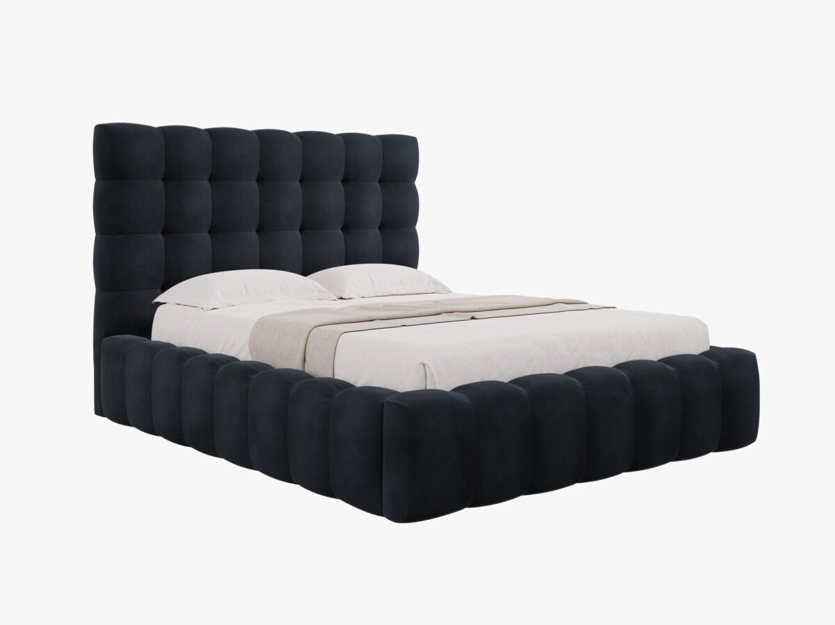 Letto matrimoniale Mamaia in velluto Bluvel con contenitore e testiera -  200x200 cm - immagine 9