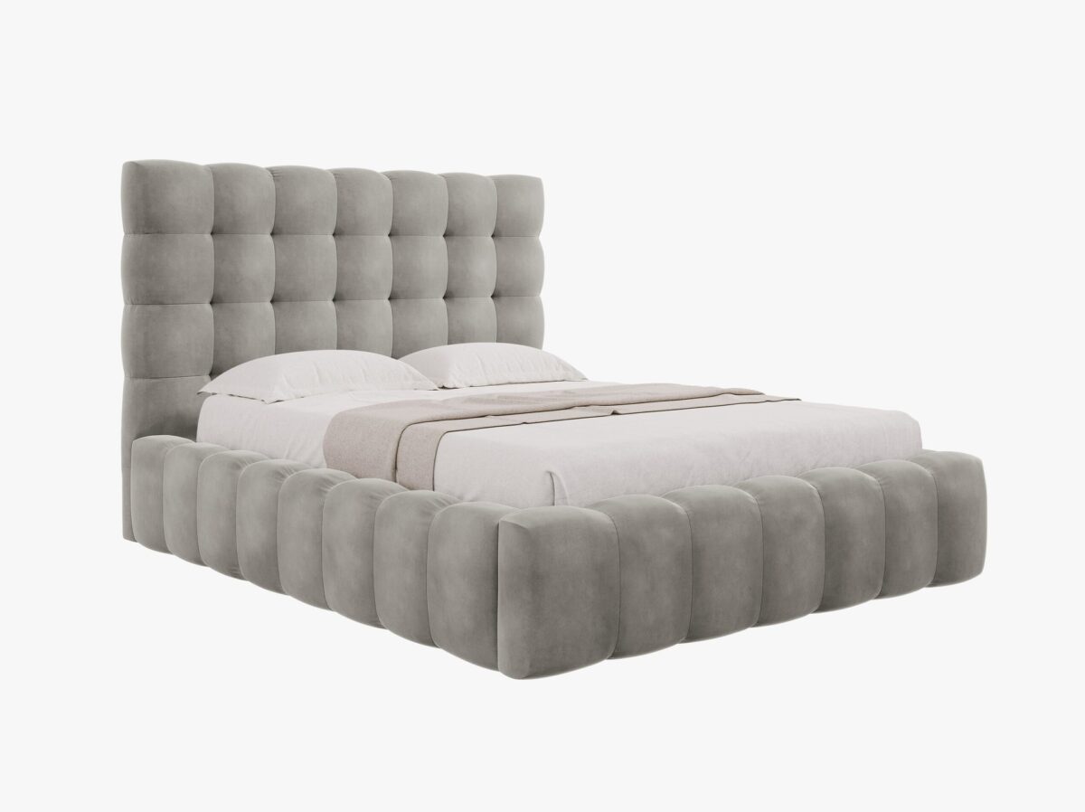 Letto matrimoniale Mamaia in velluto Bluvel con contenitore e testiera -  200x200 cm - immagine 12