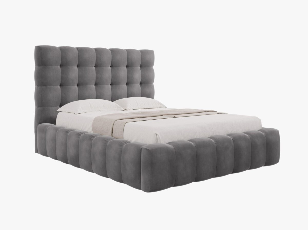Letto matrimoniale Mamaia in velluto Bluvel con contenitore e testiera - 140x200 cm - immagine 8