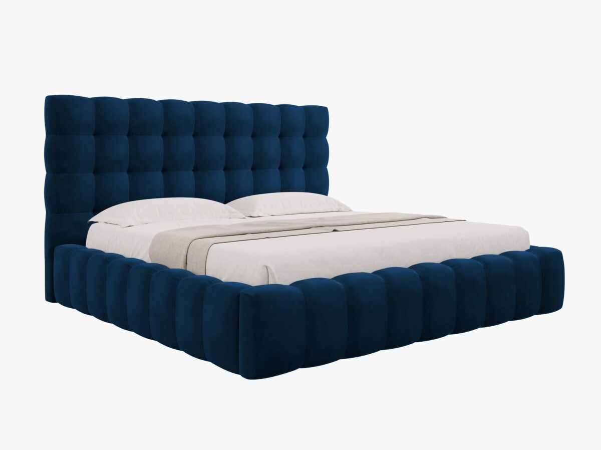 Letto matrimoniale Mamaia in velluto Bluvel con contenitore e testiera -  200x200 cm - immagine 2