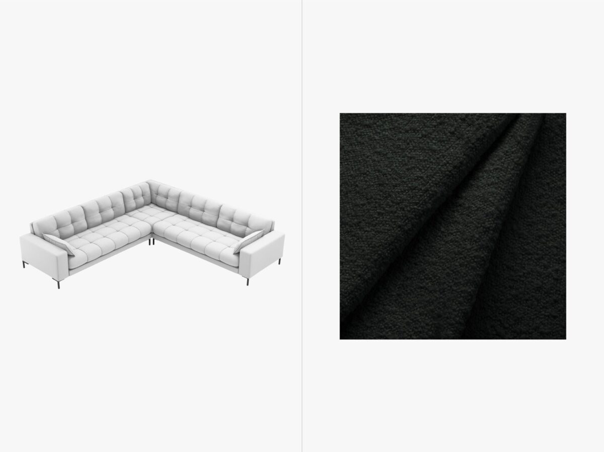 Divano angolare simmetrico Mamaia in tessuto Bouclé gambe nere – L256 cm - immagine 8