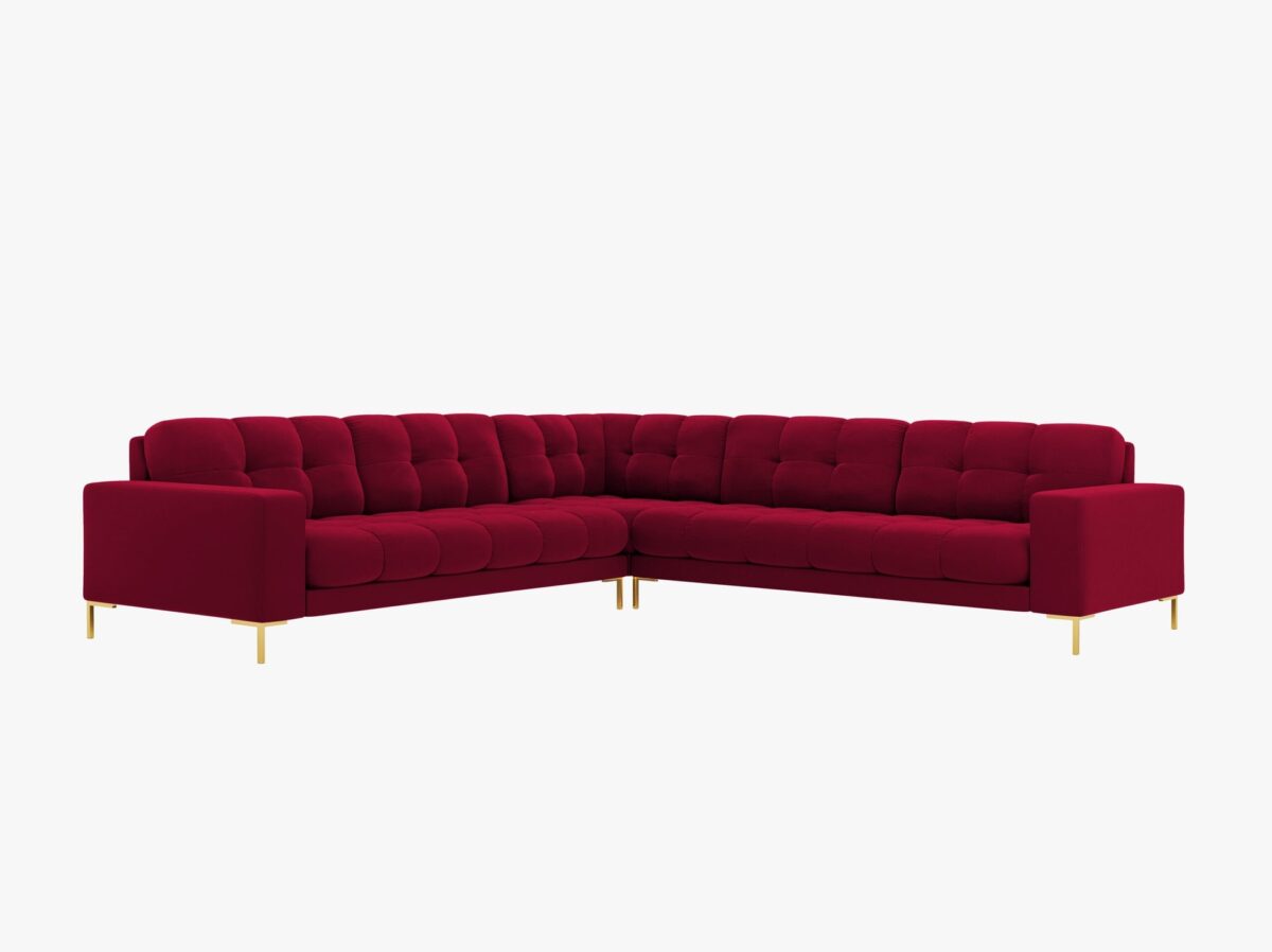 Divano angolare simmetrico Mamaia in velluto Bluvel gambe oro – L256 cm - immagine 8