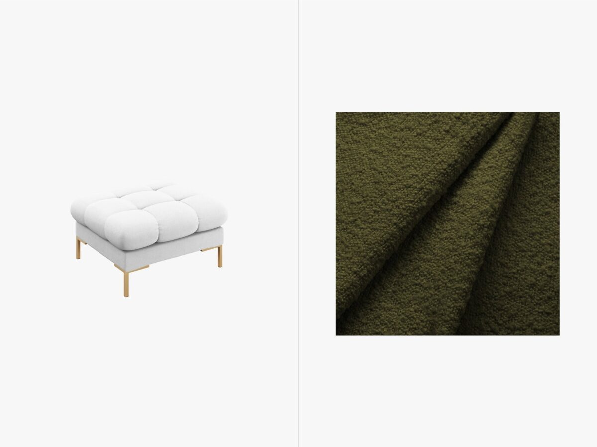 Pouf Mamaia in tessuto Bouclé gambe oro – 60×60 cm - immagine 6