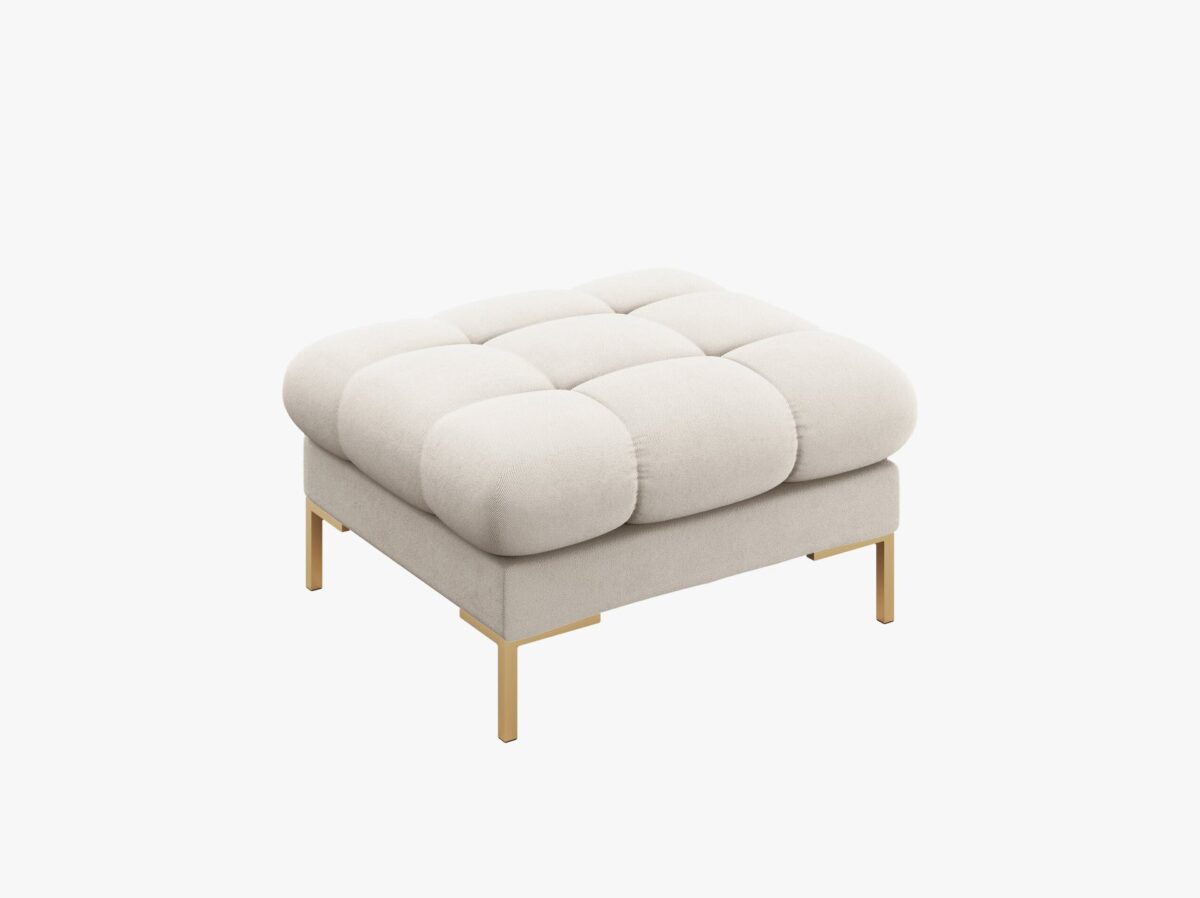 Pouf Mamaia in tessuto strutturato Neve gambe oro – 60×60 cm - immagine 8