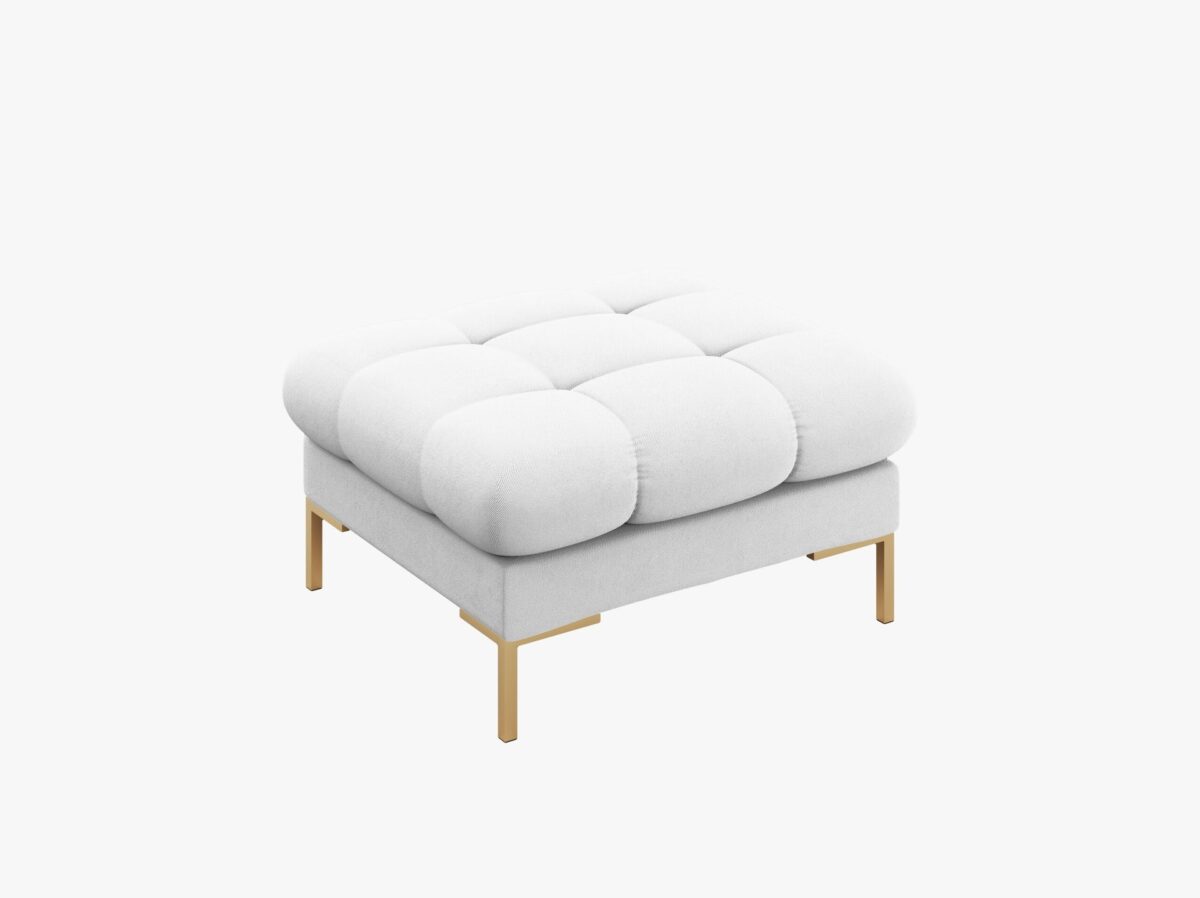 Pouf Mamaia in tessuto strutturato Neve gambe oro – 60×60 cm - immagine 5