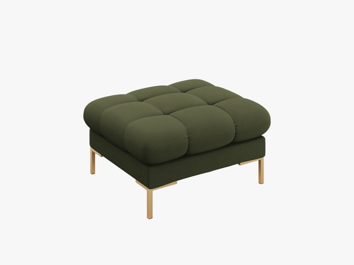 Pouf Mamaia in tessuto strutturato Neve gambe oro – 60×60 cm - immagine 9