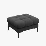 Pouf Mamaia in tessuto strutturato Neve gambe nere – 60×60 cm