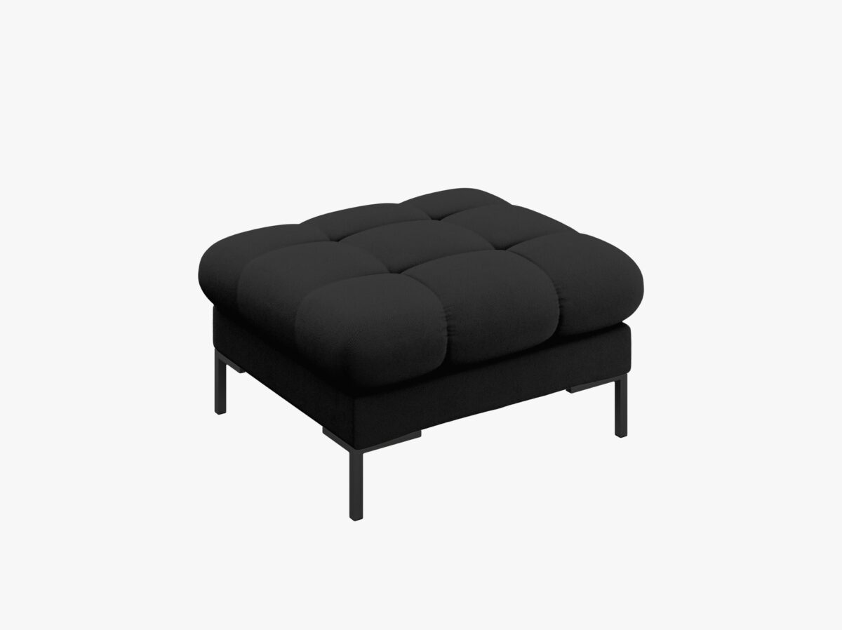 Pouf Mamaia in tessuto strutturato Neve gambe nere – 60×60 cm - immagine 5