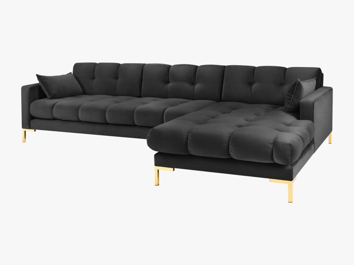 Divano angolare 5 posti in velluto Bluvel gambe oro - L293 cm - immagine 7