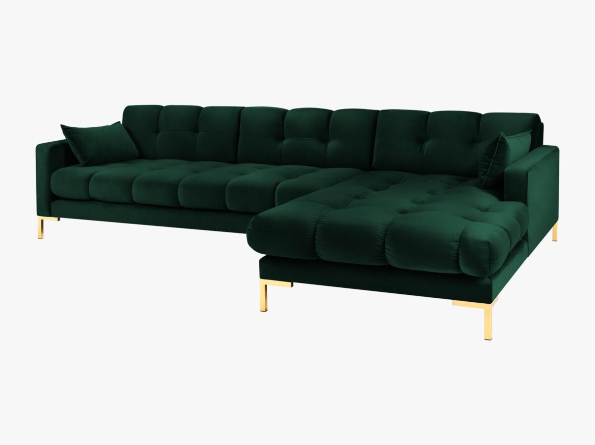 Divano angolare 5 posti in velluto Bluvel gambe oro - L293 cm - immagine 13