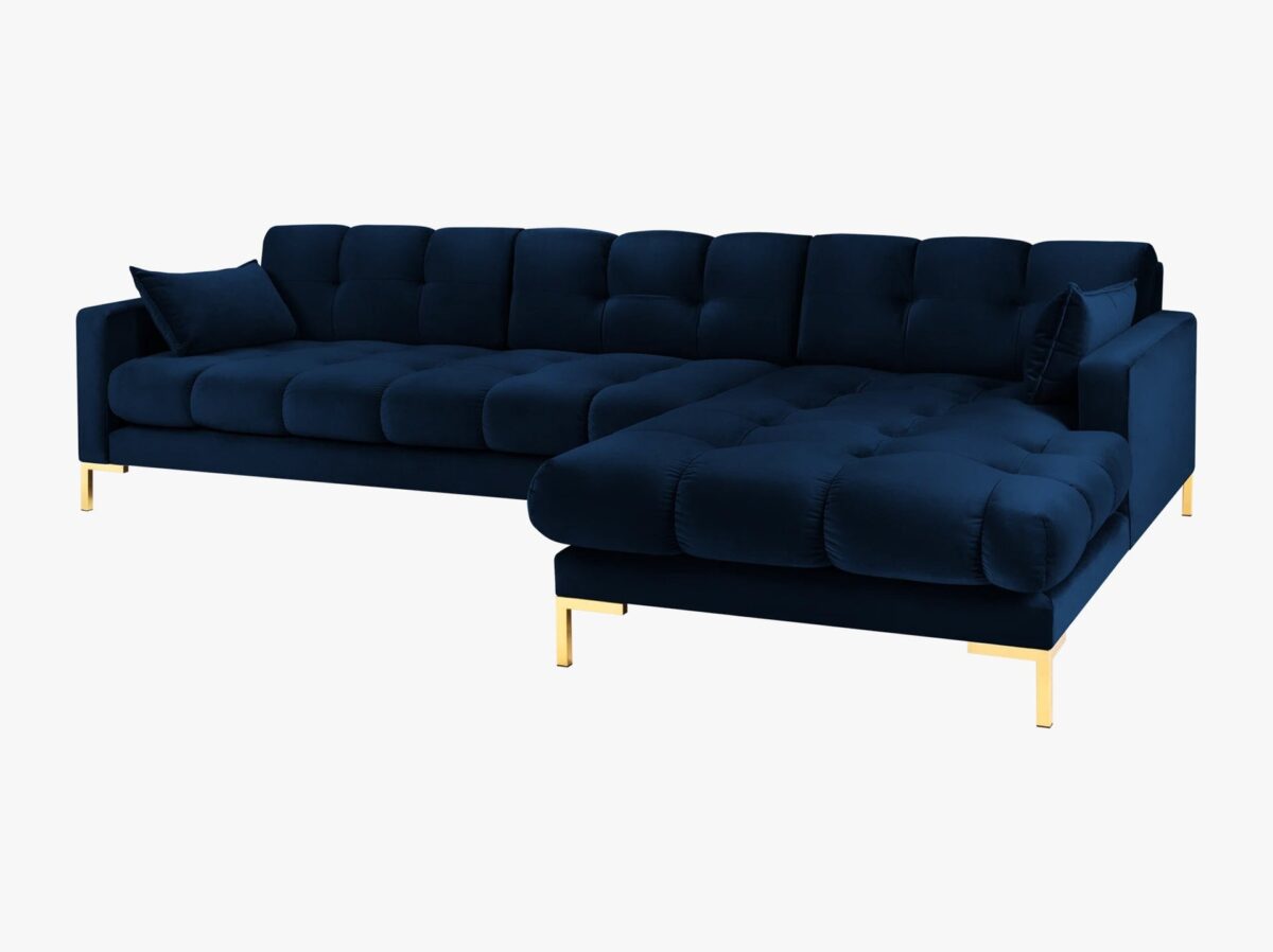 Divano angolare 5 posti in velluto Bluvel gambe oro - L293 cm - immagine 15